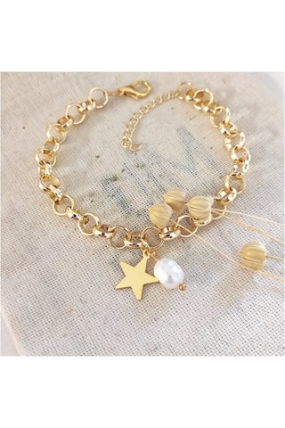 Bracelet - Plaqué or jaune et nacre