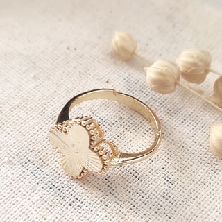 Bague réglable trèfle - Laiton plaqué or 