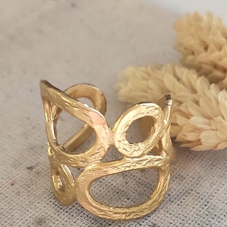 Bague spirale ajustable - Laiton doré & plaqué or mat