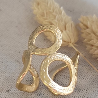 Bague spirale en rond ajustable - Laiton doré & plaqué or mat
