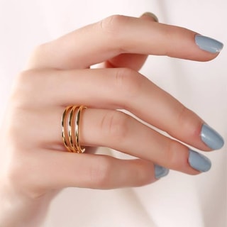 Bague 3 rangs ajustable - Laiton plaqué or 