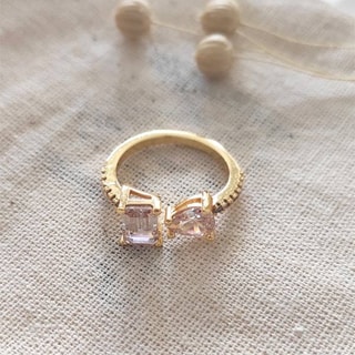 Bague ajustable - Laiton plaqué or & zircons