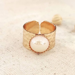 Bague ajustable - Laiton plaqué or & pierre synthétique