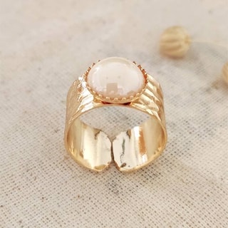 Bague ajustable - Laiton plaqué or & pierre synthétique