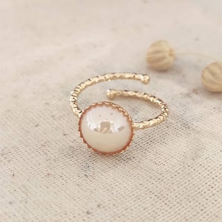 Bague fine ajustable - Laiton plaqué or & pierre synthétique