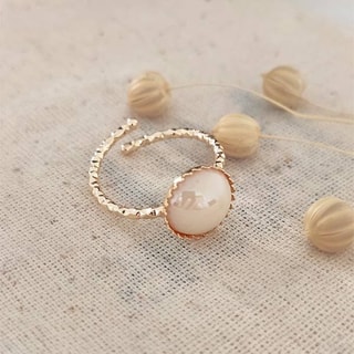 Bague fine ajustable - Laiton plaqué or & pierre synthétique