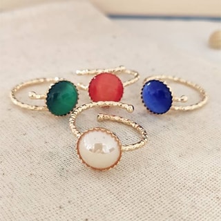 Bague fine ajustable - Laiton plaqué or & pierre synthétique