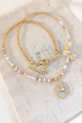 Collier - Plaqué or jaune et zircons