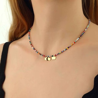 Collier - Laiton plaqué or & perles de rocaille