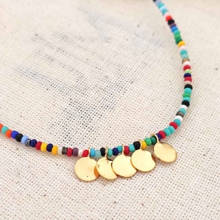 Collier - Laiton plaqué or & perles de rocaille