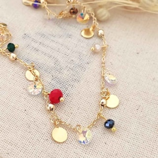 Collier - Laiton plaqué or & cristaux