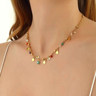 Collier - Laiton plaqué or & cristaux