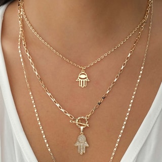 Collier multiple - Laiton plaqué or & zircons