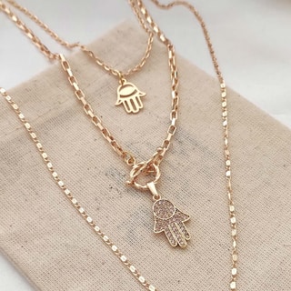 Collier multiple - Laiton plaqué or & zircons