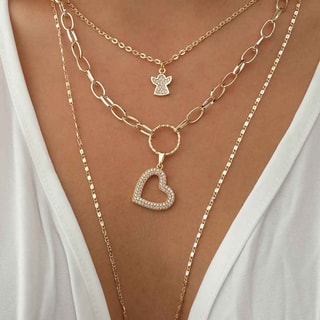 Collier - Laiton plaqué or & zirconiums