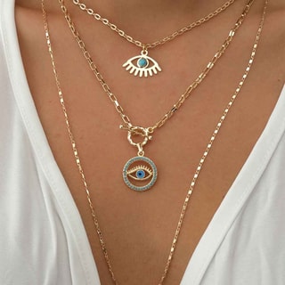 Collier - Laiton plaqué or & zirconiums