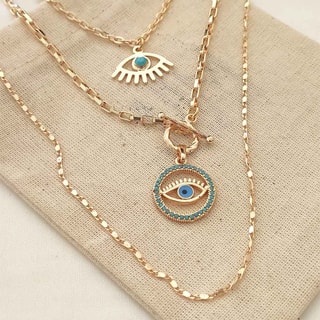 Collier - Laiton plaqué or & zirconiums