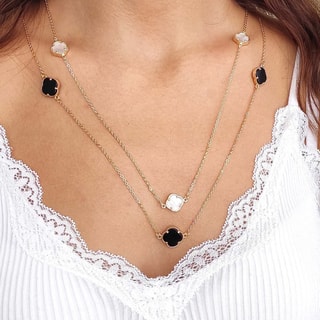 Collier avec trèfles nacrés  - Laiton plaqué or