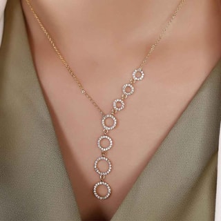 Collier - Laiton plaqué or & zircons