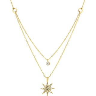 Collier - Laiton plaqué or & zircons