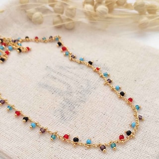 Collier - Laiton plaqué or & perles miyuki
