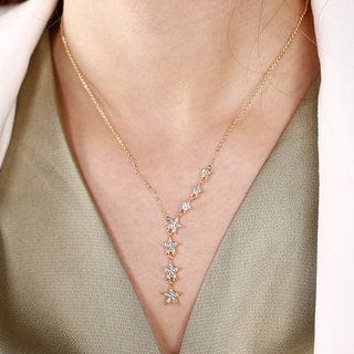 Collier étoile filante - Laiton plaqué or & zircons