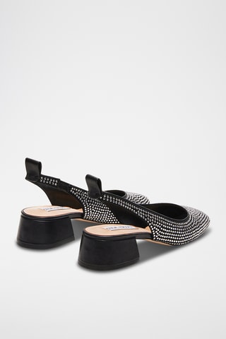 Sandales à talons en cuir de mouton - Noir