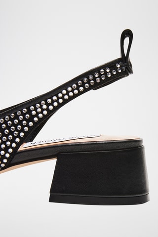 Sandales à talons en cuir de mouton - Noir