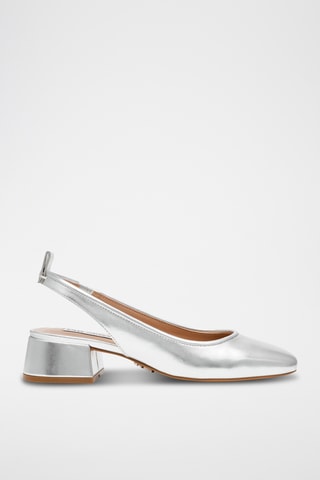 Sandales à talons en cuir de mouton - Argenté