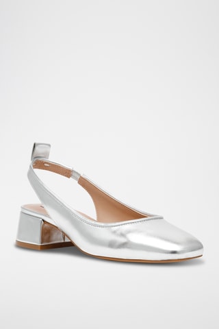 Sandales à talons en cuir de mouton - Argenté