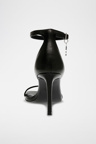 Sandales à talons en cuir de mouton - Noir