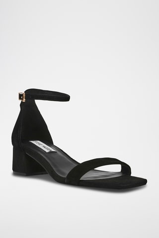 Sandales à talons en cuir de mouton nubuck - Noir