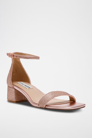 Sandales à talons en satin - Doré rose