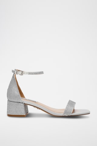 Sandales à talons en satin - Argenté