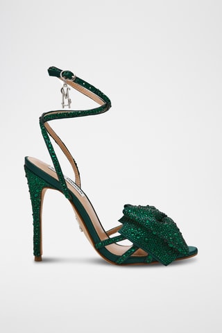 Sandales à talons en satin - Vert émeraude