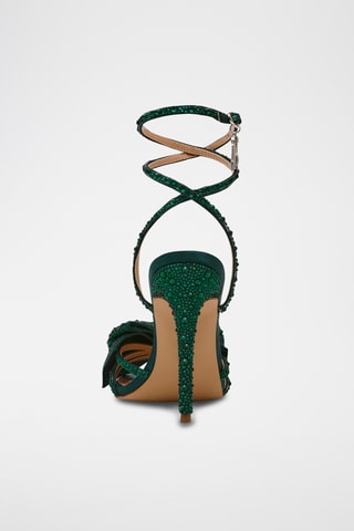 Sandales à talons en satin - Vert émeraude