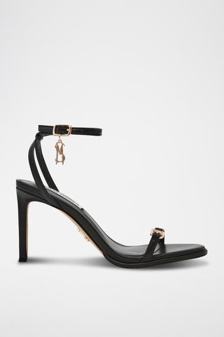 Sandales à talons en cuir de mouton - Noir