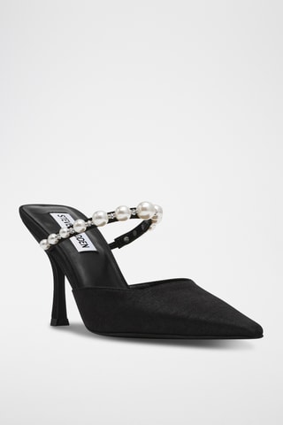 Mules à talons en satin - Noir