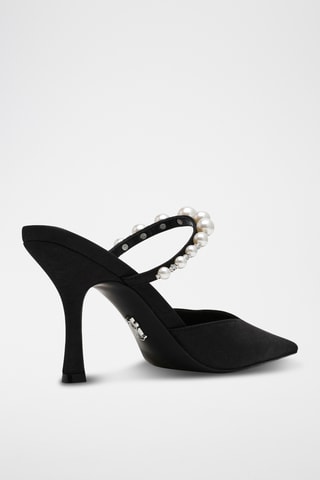Mules à talons en satin - Noir