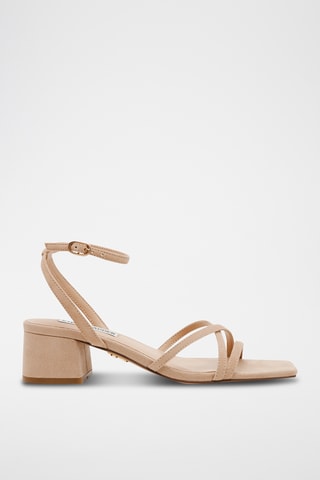 Sandales à talons en cuir de mouton nubuck - Beige