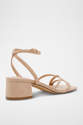 Sandales à talons en cuir de mouton nubuck - Beige