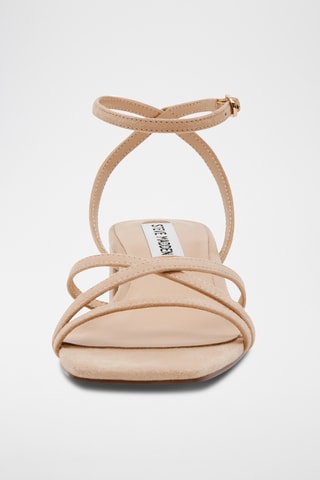 Sandales à talons en cuir de mouton nubuck - Beige