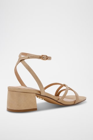 Sandales à talons en cuir de mouton nubuck - Doré