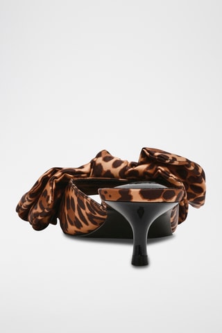 Mules à talons en satin - Marron