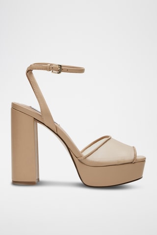 Sandales à talons en cuir de mouton - Beige