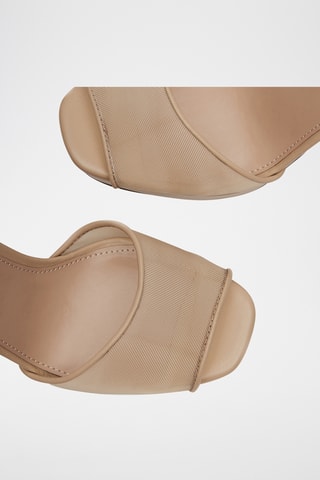 Sandales à talons en cuir de mouton - Beige