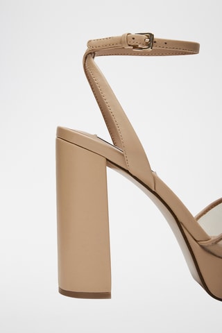 Sandales à talons en cuir de mouton - Beige