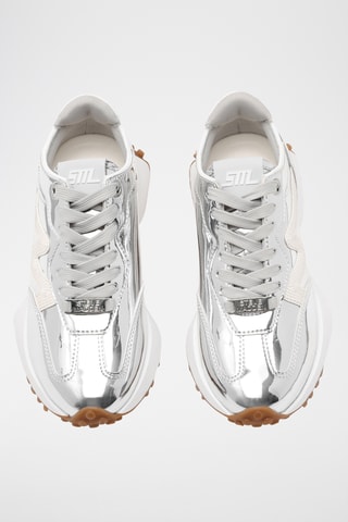 Baskets en cuir - Argenté et blanc
