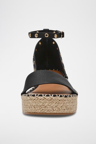 Sandales compensées en cuir - Noir