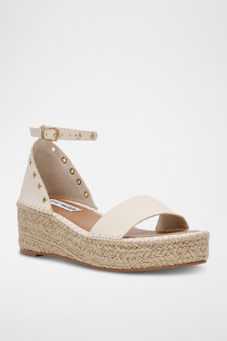 Sandales compensées en cuir - Ecru